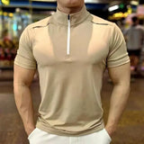 WIAOFELLAS  -  Summer Men's Polo Shirt Short Sleeve Quick Drying High Elasticity Tight Fitt Tops Running Training Slimming Coach Work Clothes