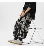 WIAOFELLAS  -  Retro Floral Pattern Harlan Pants Summer Thin Casual Pants for Men Asian Style Large Size Baggy Trousers