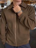 WIAOFELLAS  -  Stylish Mens Turn-down Collar Jackets Streetwear Vintage Solid Color Corduroy Jacket For Men Spring Casual Zip-up Ribbed Coats