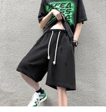 WIAOFELLAS  -  High Street Ripped Men Summer Retro Sports Cropped Pants