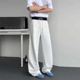 WIAOFELLAS  -  Trendy Men's Drawstring Design Contrast Color Trousers New Fashion Summer Loose High-waisted Wide Leg Pants Male