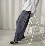 Wiaofellas  -  Men's Workwear Pants Straight Leg Loose Fit Faionable Japanese Sle Wide Leg Pants Hong Kong Sle Versatile Trendy Nine
