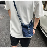 WIAOFELLAS  -  Denim messenger bag men's shoulder bag women's new design niche design fashion brand student mobile phone bag