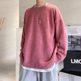 WIAOFELLAS  -  Men Sweaters Solid Color Oversized Long Sleeve Autumn Winter Streetwear Pullovers Knitwear