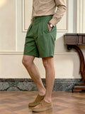 Wiaofellas  -  Spring Summer Men Italian Pleated Straight Suit Shorts Elegant Light Business Button Casual Office Dress Shorts