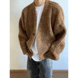 WIAOFELLAS  -  American fashion brand high-end sweater jacket Maillard retro wool cardigan knitted top men jersey for women
