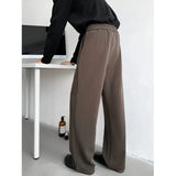 WIAOFELLAS  -  Brown Black Suit Pants Men Fashion Society Mens Dress Pants Korean Loose Straight Casual Pants Mens Office Formal Trousers M-2XL