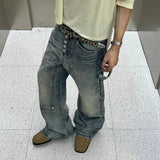 Wiaofellas  -  Autumn New Casual Slim Straight Jeans For Men Streetwear Vintage Patchwork Solid Color Denim Pants Mens Fashion Jeans