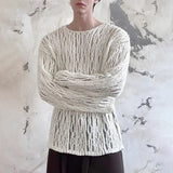 Wiaofellas  -  Men Sweater Round Neck Long Sleeve Hollow Out Sexy Pullover Top Male Solid Color Knitting Top Casual Work Streetwear