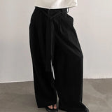 WIAOFELLAS  -  Men Wide Leg Pants Solid Color Button Joggers Lace Up Loose Trousers Men Streetwear Loose Fashion Casual Male Long Pants