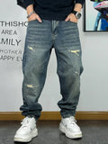 Wiaofellas  -  Japanese Streetwear Ripped Patch Jeans For Men High Quality Vintage Men'S Clothing Harajuku Casual Denim Cargo Pants Trousers