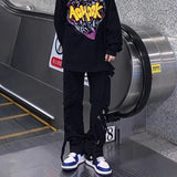 WIAOFELLAS  -  Button Zipper High Waist Solid Color Pockets Trousers Cargo Men's Clothing Wide Leg Spring Autumn Preppy Style Vacation Pants