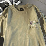 WIAOFELLAS  -  Beautiful Flower Printed Pure Cotton Men T-shirt Casual Breathable Soft Short-sleeved Top Loose Comfortable Oversized T Shirt