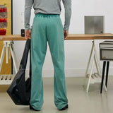 WIAOFELLAS  -  New Men's Straight Leg Sports Pants Fitness Running Training Elastic Waist Loose sweatpants Cotton Gym Loose Long Trousers