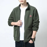 WIAOFELLAS  -  Men's Plus Velvet Sweatshirts Zip Up Hoodies Autumn Winter Stand Collar Polar Fleece Sweatshirt Coat Men Zipper Pockets Cardigan