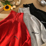 WIAOFELLAS  -  Spring Fall New Casual Loose Knitted Half Zipper Polo Neck Sweaters Men Women Knitwear Long Sleeve Casual Pullovers