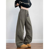 Wiaofellas  -  Men's Loose Fit Casual Pants 2026 M-5XL Plain Color Wide Leg Comfortable Blend Urban Streetwear Daily Wear Black White