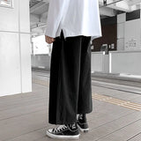 WIAOFELLAS  -  Wide Leg Pants Men Drape Straight Loose Harajuku Vintage Japan Style Ankle-length Trousers Cozy Versatile Black Pantalones Male