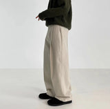 WIAOFELLAS  -  Autumn Winter Men's Cotton Wide Leg Floor Suit Pants Korean Casual Loose Straight  Thicken Full Length Trousers Male Keep Warm