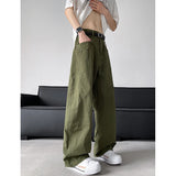 WIAOFELLAS  -  Korean Men's Casual Pants Trendy Solid Color Loose Straight Wide Leg Trousers Y2k Pantalones Hombre Baggy Overall Cargo Pants