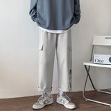 WIAOFELLAS  -  Men Fashionable Loose and Versatile Trend Korean Version Straight Wide-leg Pants Spring and Autumn Style