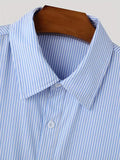 WIAOFELLAS  -  Fashion Vertical Striped Short Shirt For Men Streetwear Oversized Loose Long Sleeved Lapel Top Spring Autumn Versatile Shirts