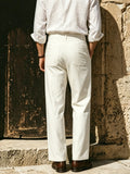 Wiaofellas  -  Men's Italian Naples Style Solid Pants, Elegant Light Business Commuter Trousers, Loose Straight Leg Casual Suit Pants