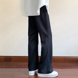 WIAOFELLAS  -  Summer Black Suit Pants Men Fashion Social Mens Dress Pants Korean Loose Bell-bottoms Pants Men Mens Office Formal Trousers