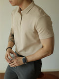 WIAOFELLAS  -  Fashionable Mens Slim Fit Polo Shirts Short Sleeve Button Turn-down Collar Polo Shirt Spring Summer Casual Men Solid Color Polos