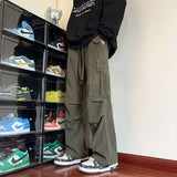 WIAOFELLAS  -  Spring Autumn Green American Functional Overalls Trendy Brand Men's Corduroy Pants High Street Straight Pants Streetwear Men