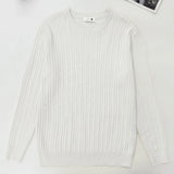WIAOFELLAS  -  Casual Long Sleeve O Neck Knit Sweater Mens T Shirt Autumn Winter Fashionable Solid Color Jumpers For Men Daily Leisure Sweaters