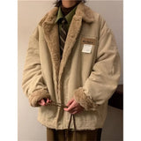 WIAOFELLAS  -  fashion trend warm leisure commuting corduroy jacket men's winter loose plush plus velvet padded leisure lapel jacket cloth