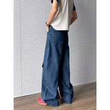 WIAOFELLAS  -  Niche Design Men's Denim Pants Printing Contrast Color Washing Casual Wide Leg Trousers Straight Male Jeans Trendy