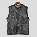 Wiaofellas  -  Men's Tops Tank Fashion Hollow Sexy Mesh Sheer Perspective Vest Fishing Net Muscle Sleeveless See Through Tshirts For Male