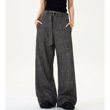 WIAOFELLAS  -  Men Women Streetwear Fashion Loose Casual Belt Wide Leg Suit Pant Boyfriend Straight Trousers Baggy Pants