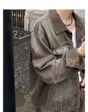 WIAOFELLAS  -  Autumn and winter Maillard style retro heavy washing and old versatile denim jacket couple set