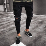 WIAOFELLAS  -  Size S-4XL Men Ripped Jeans Spring Summer Autumn Fashion Casual Hole Slim Fit Skinny Stretch Long Denim Pants Streetwear