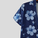 WIAOFELLAS  -  Men T Shirt Flower Printing V Neck Short Sleeve Summer Male Tee Tops Streetwear 2025 Fashion Casual Men Clothing S-5XL