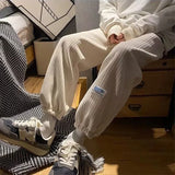Wiaofellas  -  Winter Fleece Baggy Harem Sweatpants For Men 2026 New Korean Fashion Drawstring Trousers Y2K Vintage Streetwear Joggers Pants