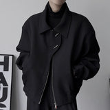 WIAOFELLAS  -  Spring Autumn Design Short Wide Shoulder Jacket Men Hong Kong Style Simple Student Collar Long Sleeve Coat