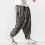 WIAOFELLAS  -  Spring Autumn Men's Elastic Waist Harem Pant Punk Hip Hop Straight Casual Trousers Joggers Male Harajuku Corduroy Streetwear