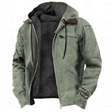 WIAOFELLAS  -  Winter New Men Casual Jackets Hooded Zipper Pocket Fashion Solid Color Fleece Warm Outerwear Male Outdoor Hooded Hoodie Coats