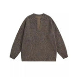 WIAOFELLAS  -  Korean version solid color v-neck sweater men's winter gray high-end loose casual lazy versatile knitted top