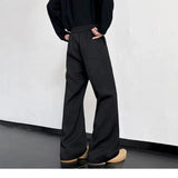 WIAOFELLAS  -  Korean Fashion Spring Autumn Cargo Trousers Straight Men's Clothing Solid Color Button High Waisted Pockets Cropped Pants