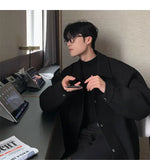 WIAOFELLAS  -  Korean Short Woolen Coat Men's Spring and Autumn Elegant Jacket 2025 New Solid Color Trendy Cool Button Lapel Coat