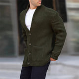 Wiaofellas  -  Fashion Sweater Jacket Coat Men Autumn Long Sleeve Buttoned V Neck Casual Sweatercoat Leisure Solid Color Knitted Cardigan Coats