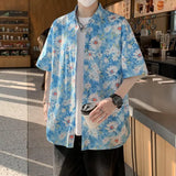 Wiaofellas  -  plus Size Men's Vibrant Floral Shirt M-XXXXXL Comfort Fit Spread Collar Summer Casual Style Top for Men And Women
