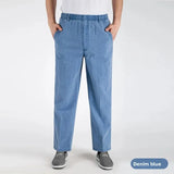 Wiaofellas  -  Loose Linen Cotton Casual Pants for Men Straight Leg High Waist Summer Comfortable Men's Loose Fit Trousers