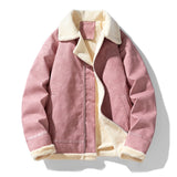 WIAOFELLAS  -  American Vintage Faux Fur Jacket Men's Winter Pu Leather Coat Winter Windproof Warmth Fleece-Lined Thickened Y2K Collared Coats