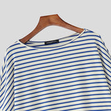 WIAOFELLAS  -  Men Striped T Shirt O-neck Long Sleeve Oversize Casual Male Tee Tops Streetwear Loose Fashion Men Clothing Camisetas